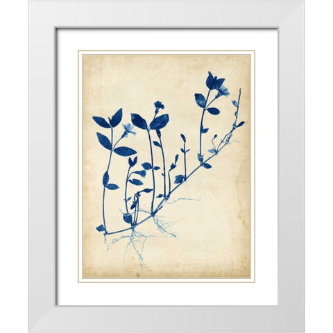 Indigo Leaf Study II White Modern Wood Framed Art Print with Double Matting by Vision Studio