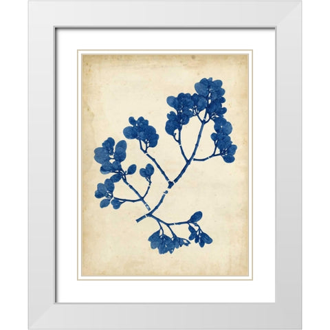 Indigo Leaf Study III White Modern Wood Framed Art Print with Double Matting by Vision Studio