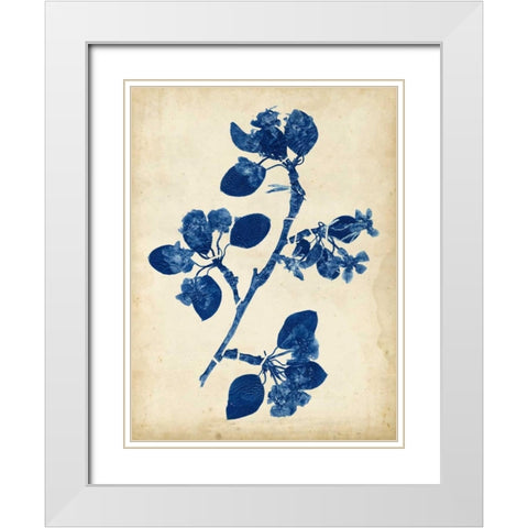 Indigo Leaf Study IV White Modern Wood Framed Art Print with Double Matting by Vision Studio