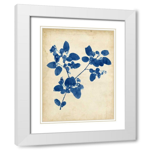 Indigo Leaf Study V White Modern Wood Framed Art Print with Double Matting by Vision Studio