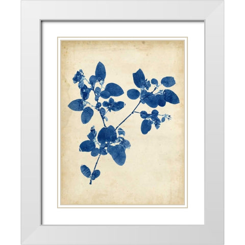 Indigo Leaf Study V White Modern Wood Framed Art Print with Double Matting by Vision Studio