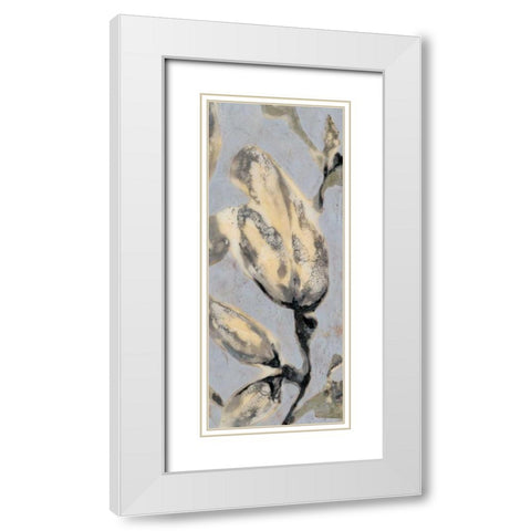 Flower Bud Triptych III White Modern Wood Framed Art Print with Double Matting by Goldberger, Jennifer