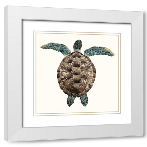 Mosaic Turtle I White Modern Wood Framed Art Print with Double Matting by Popp, Grace