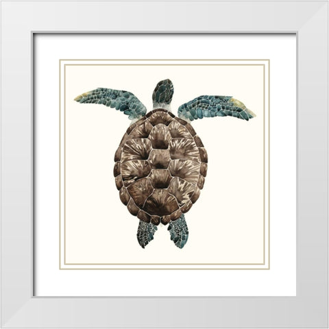 Mosaic Turtle I White Modern Wood Framed Art Print with Double Matting by Popp, Grace