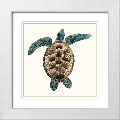 Mosaic Turtle II White Modern Wood Framed Art Print with Double Matting by Popp, Grace