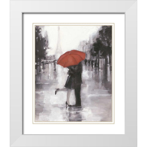 Caught in the Rain White Modern Wood Framed Art Print with Double Matting by Harper, Ethan