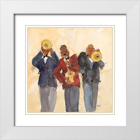 Jazz Trio I White Modern Wood Framed Art Print with Double Matting by Dixon, Samuel