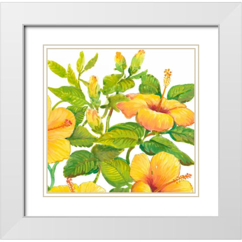 Watercolor Hibiscus II White Modern Wood Framed Art Print with Double Matting by OToole, Tim