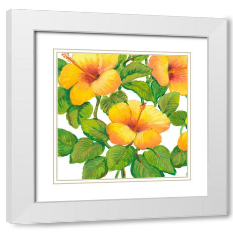 Watercolor Hibiscus III White Modern Wood Framed Art Print with Double Matting by OToole, Tim