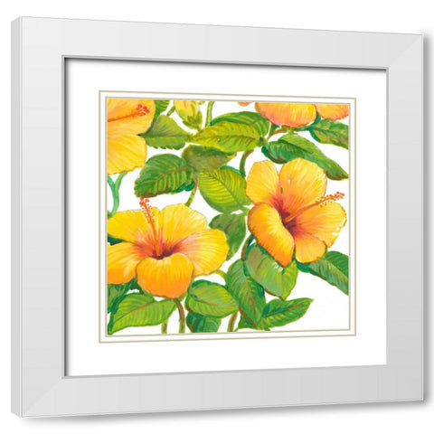 Watercolor Hibiscus IV White Modern Wood Framed Art Print with Double Matting by OToole, Tim