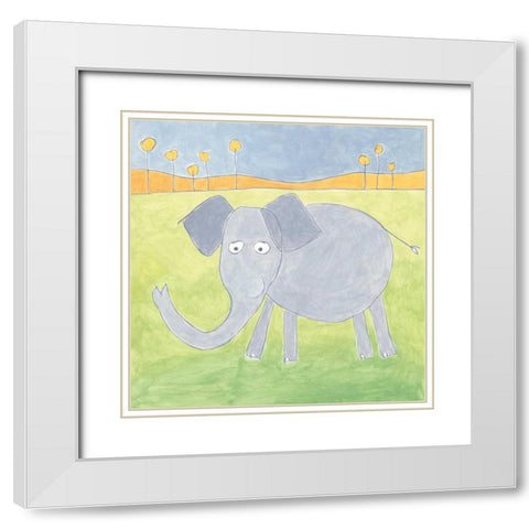 Quinns Elephant White Modern Wood Framed Art Print with Double Matting by Meagher, Megan