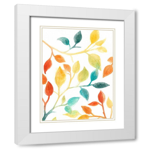 Spectrum Leaves II White Modern Wood Framed Art Print with Double Matting by Vess, June Erica