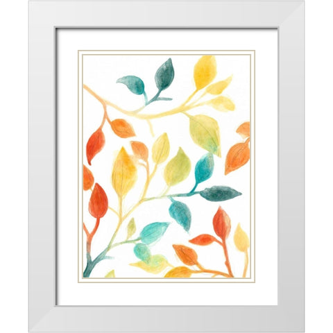 Spectrum Leaves II White Modern Wood Framed Art Print with Double Matting by Vess, June Erica