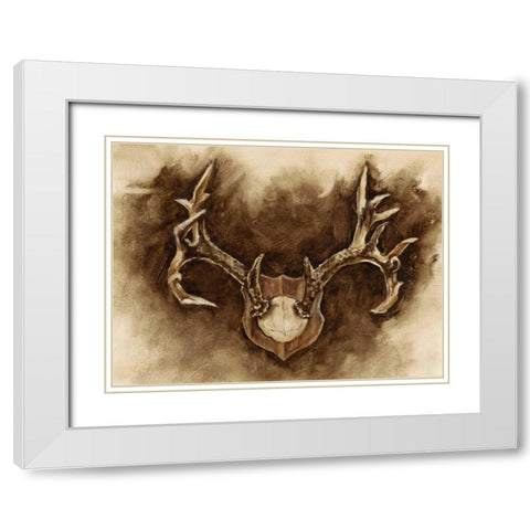 Rustic Antler Mount I White Modern Wood Framed Art Print with Double Matting by Harper, Ethan