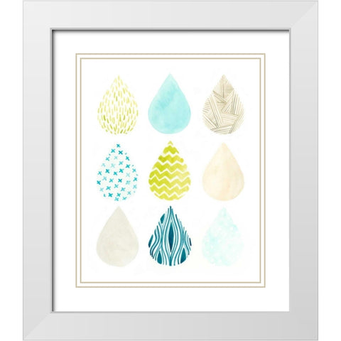 Pattern Drops II White Modern Wood Framed Art Print with Double Matting by Vess, June Erica