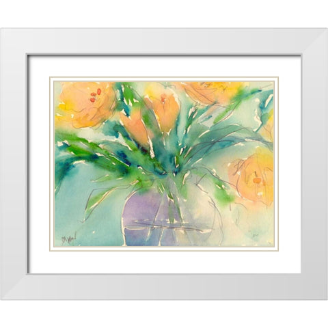 Something Floral III White Modern Wood Framed Art Print with Double Matting by Dixon, Samuel