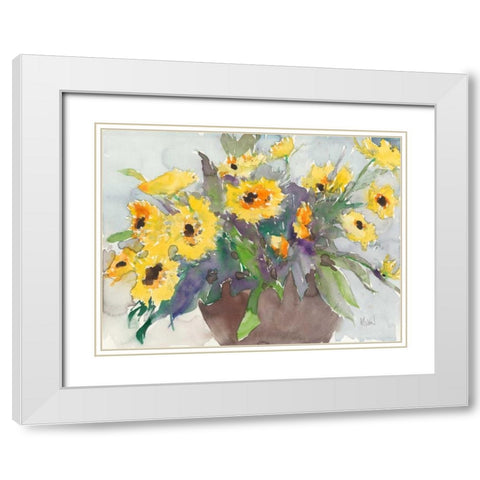 Something Floral V White Modern Wood Framed Art Print with Double Matting by Dixon, Samuel