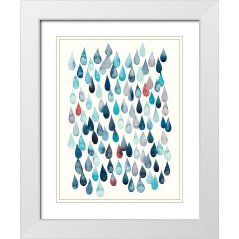 Watercolor Drops I White Modern Wood Framed Art Print with Double Matting by Popp, Grace
