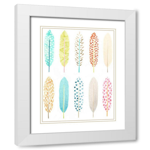 Feather Patterns I White Modern Wood Framed Art Print with Double Matting by Vess, June Erica