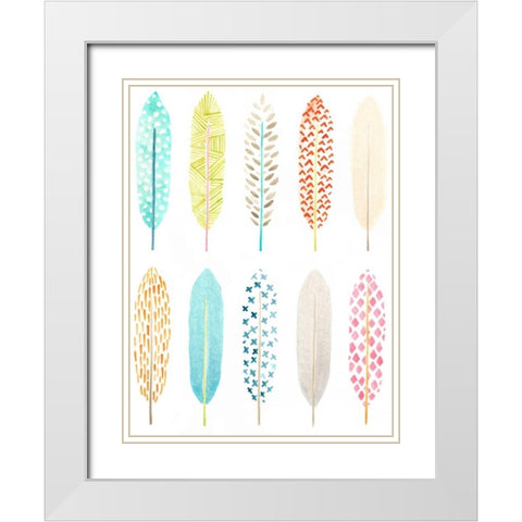 Feather Patterns I White Modern Wood Framed Art Print with Double Matting by Vess, June Erica