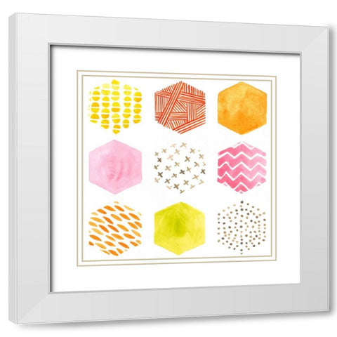 Honeycomb Patterns II White Modern Wood Framed Art Print with Double Matting by Vess, June Erica