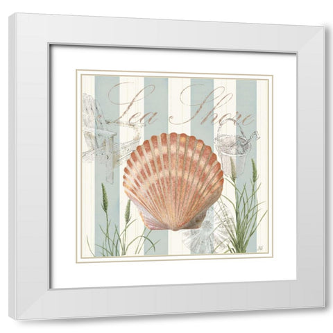 Seashells by the Seashore II White Modern Wood Framed Art Print with Double Matting by Reynolds, Jade