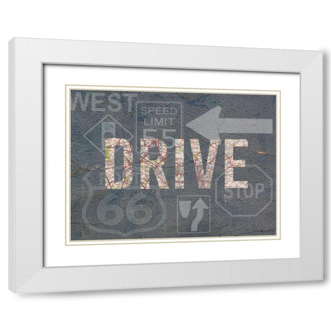 Garage Sign II White Modern Wood Framed Art Print with Double Matting by Studio W