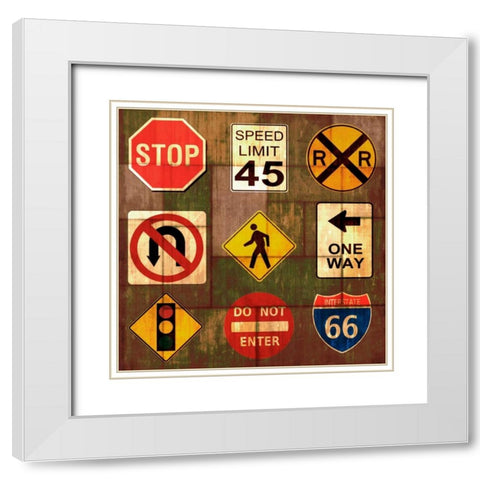 Garage Sign IV White Modern Wood Framed Art Print with Double Matting by Studio W