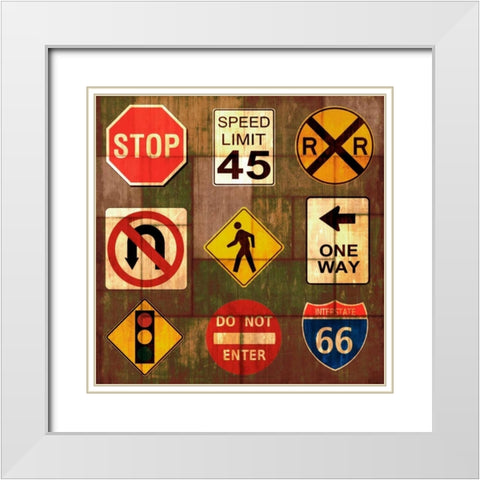Garage Sign IV White Modern Wood Framed Art Print with Double Matting by Studio W