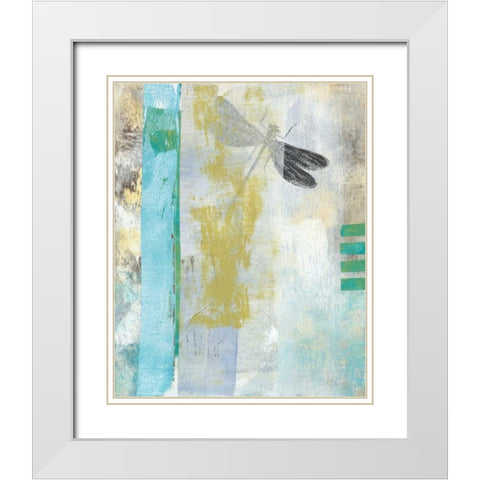 Serene Dragonfly I White Modern Wood Framed Art Print with Double Matting by McCavitt, Naomi