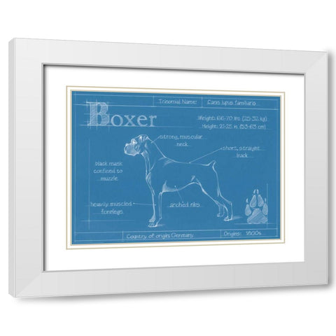 Blueprint Boxer White Modern Wood Framed Art Print with Double Matting by Harper, Ethan