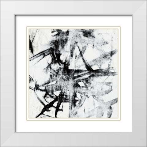 Monotype Scribble II White Modern Wood Framed Art Print with Double Matting by Goldberger, Jennifer