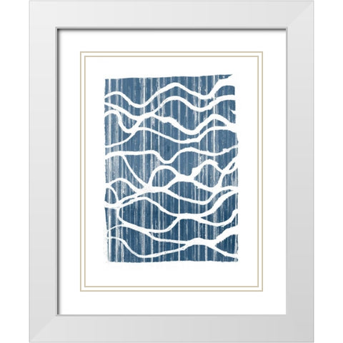Exverse Indigo White Modern Wood Framed Art Print with Double Matting by Goldberger, Jennifer