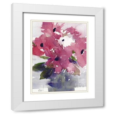 Floral Between I White Modern Wood Framed Art Print with Double Matting by Dixon, Samuel