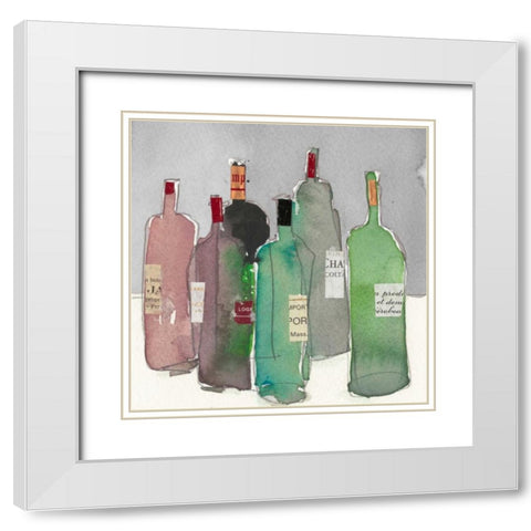 Wine Party I White Modern Wood Framed Art Print with Double Matting by Dixon, Samuel