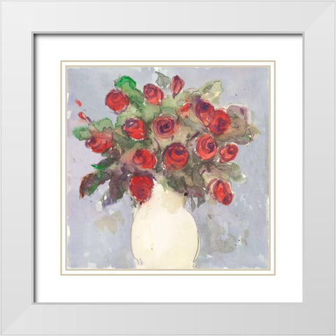 Watercolor Bouquet I White Modern Wood Framed Art Print with Double Matting by Dixon, Samuel