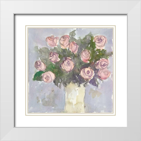 Watercolor Bouquet II White Modern Wood Framed Art Print with Double Matting by Dixon, Samuel