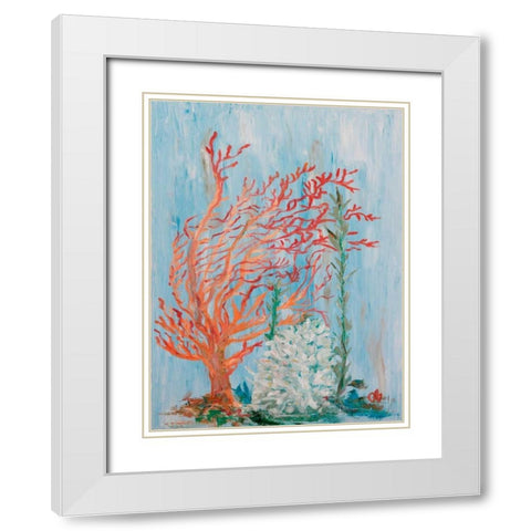 Painterly Coral I White Modern Wood Framed Art Print with Double Matting by Brewington, Olivia