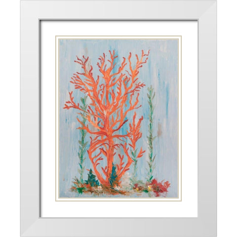 Painterly Coral II White Modern Wood Framed Art Print with Double Matting by Brewington, Olivia