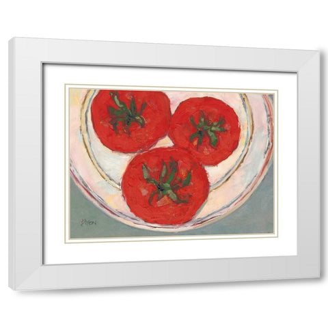 Plate with Tomato White Modern Wood Framed Art Print with Double Matting by Dixon, Samuel