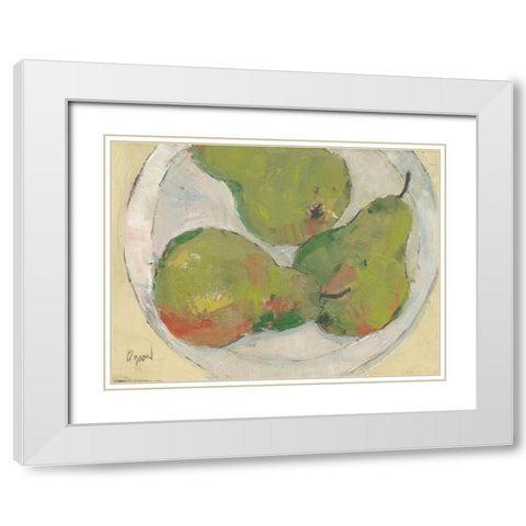 Plate with Pear White Modern Wood Framed Art Print with Double Matting by Dixon, Samuel