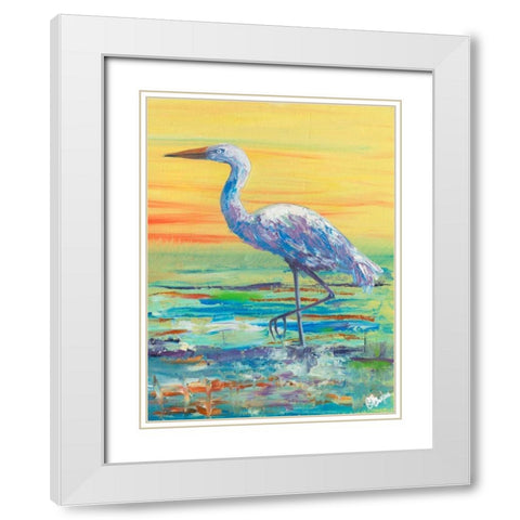 Egret Sunset II White Modern Wood Framed Art Print with Double Matting by Brewington, Olivia
