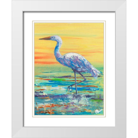 Egret Sunset II White Modern Wood Framed Art Print with Double Matting by Brewington, Olivia
