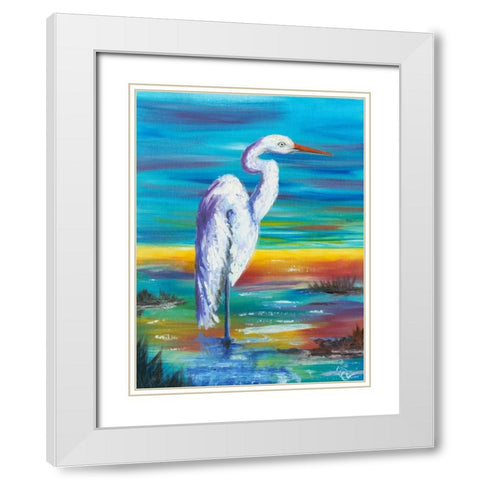Yellow Heron I White Modern Wood Framed Art Print with Double Matting by Brewington, Olivia