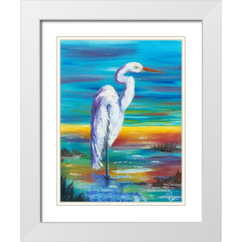 Yellow Heron I White Modern Wood Framed Art Print with Double Matting by Brewington, Olivia