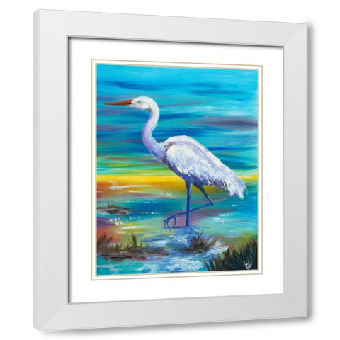 Yellow Heron II White Modern Wood Framed Art Print with Double Matting by Brewington, Olivia