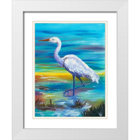 Yellow Heron II White Modern Wood Framed Art Print with Double Matting by Brewington, Olivia