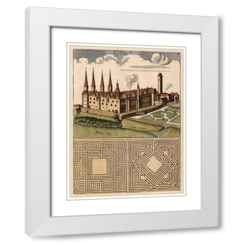 Castle and Maze I White Modern Wood Framed Art Print with Double Matting by Unknown