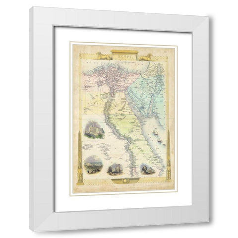 Vintage Map of Egypt White Modern Wood Framed Art Print with Double Matting by Rapkin, J.
