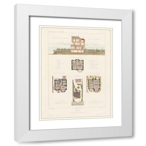 Habitations Modernes V White Modern Wood Framed Art Print with Double Matting by Morel, A.